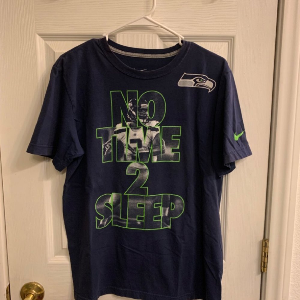 Nike NFL Seattle Seahawks No Time To Sleep Blue T Shirt Mens Size M Regular Fit